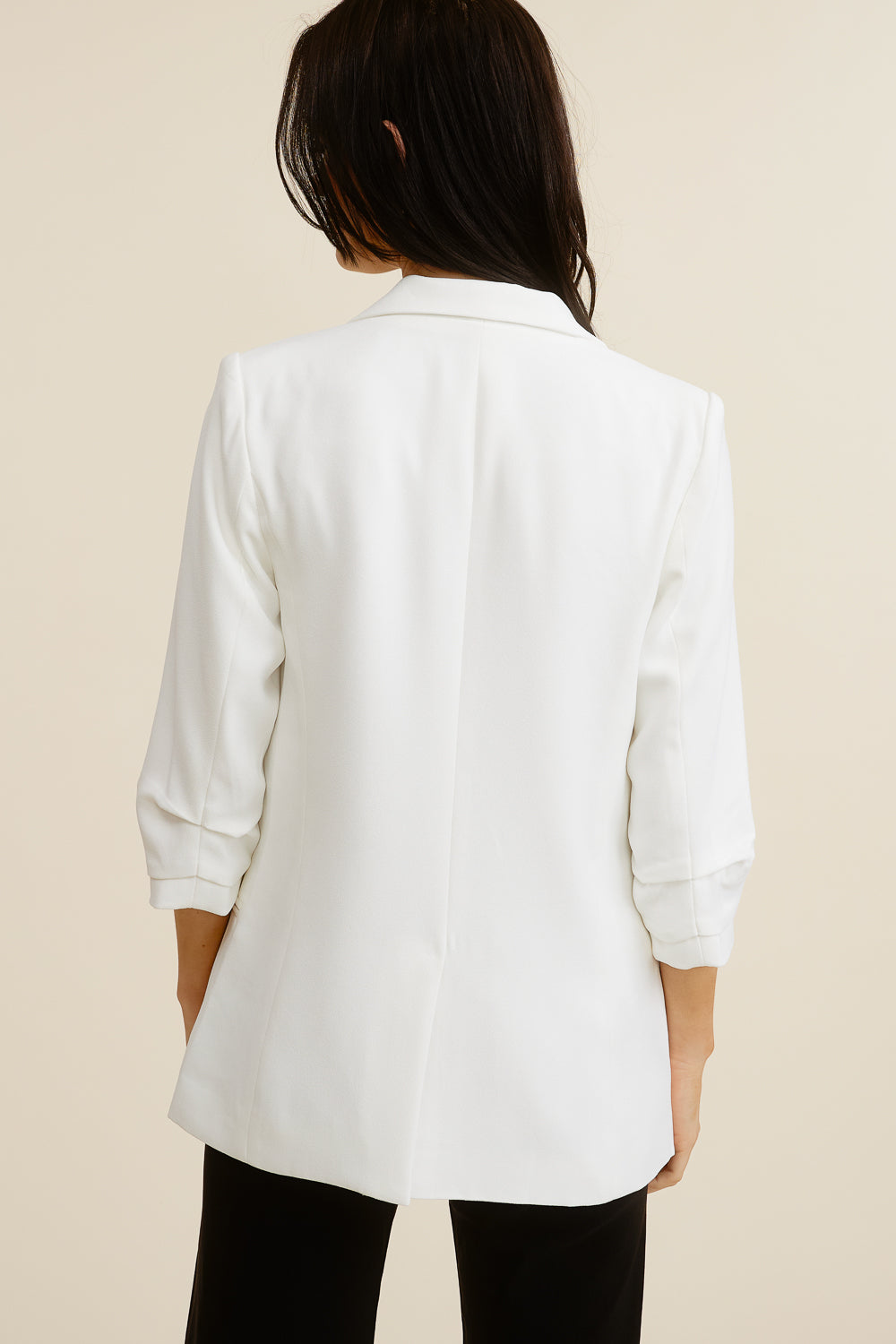 White 3/4 Sleeve Blazer