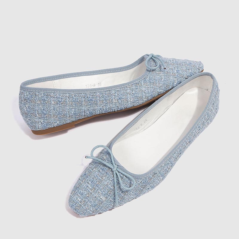 Women Bow Plaid Flat Shoes 