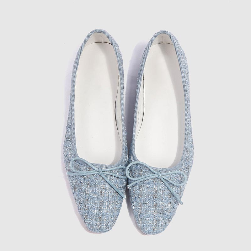 Women Bow Plaid Flat Shoes 