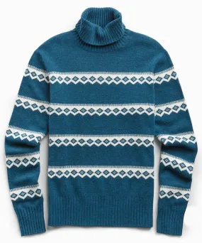 Wool Fairisle Turtleneck in Petrol